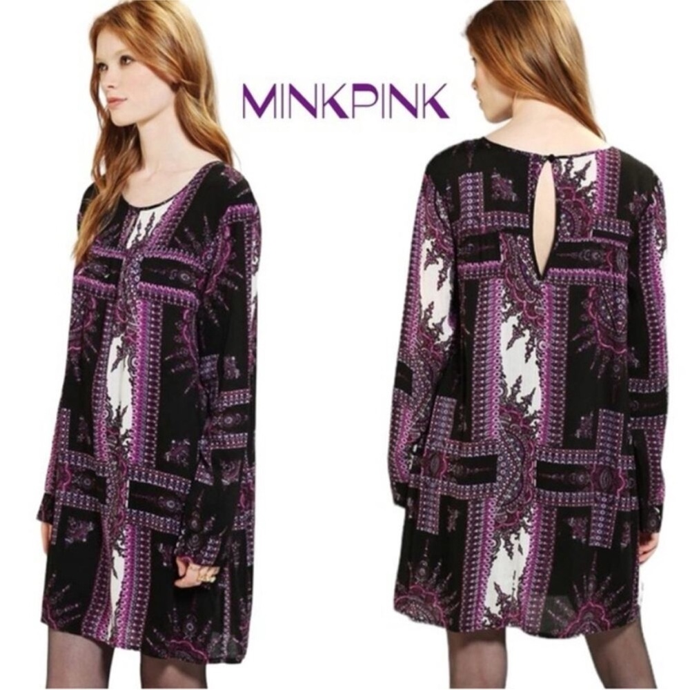 Mink Pink x Urban Outfitters womans Purple Black mini Dress M